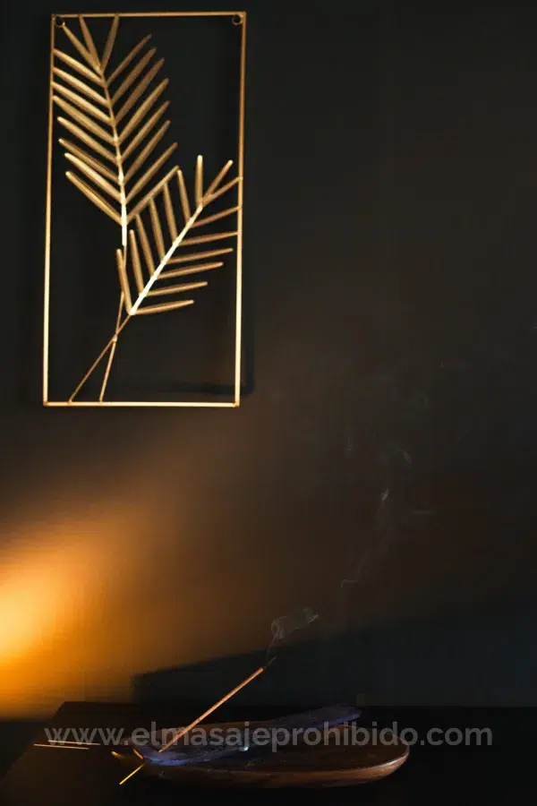 Decoración incienso estudio de masaje gay Barcelona